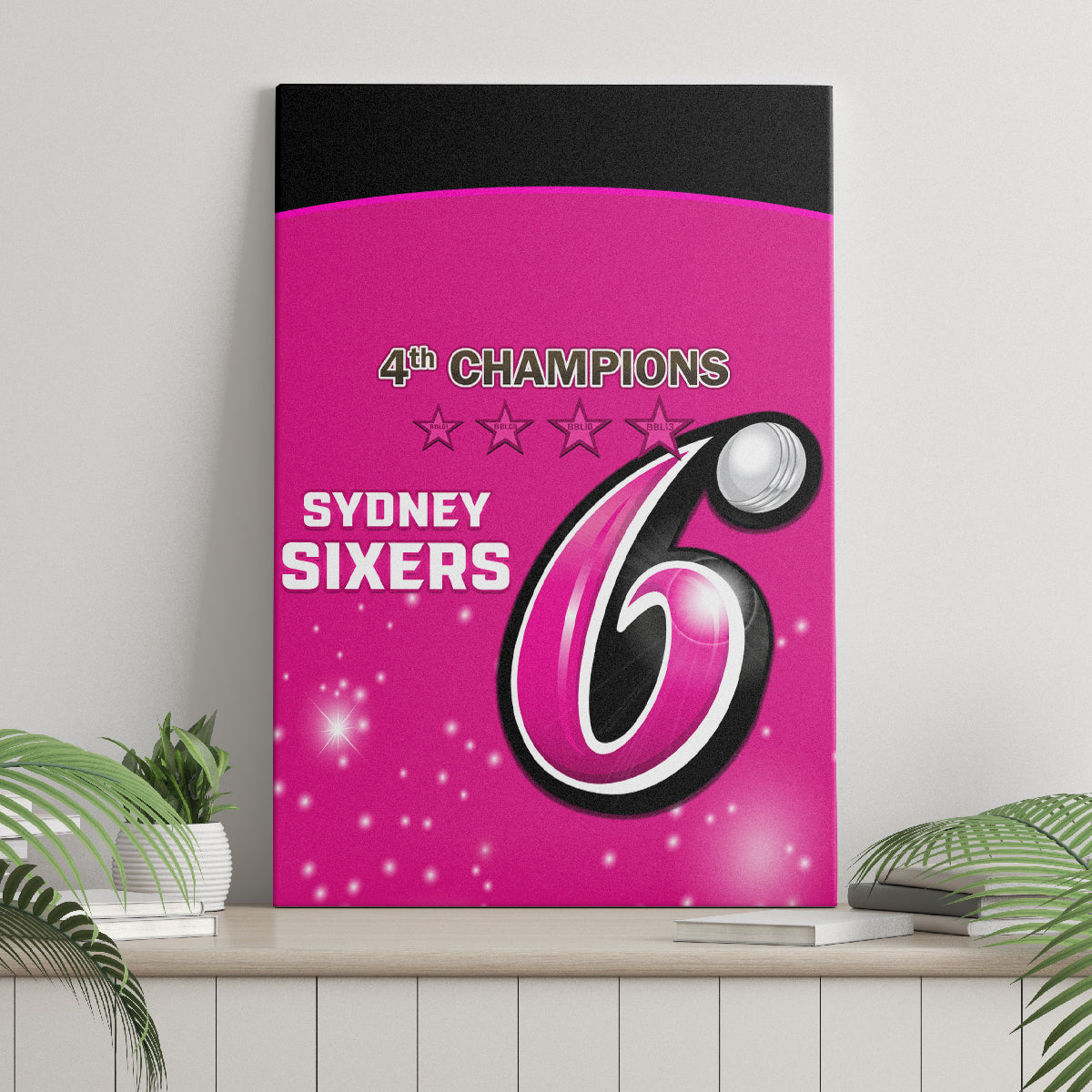 Personalised BBL Sydney Sixers Canvas Wall Art 4th Champions 2024 New History