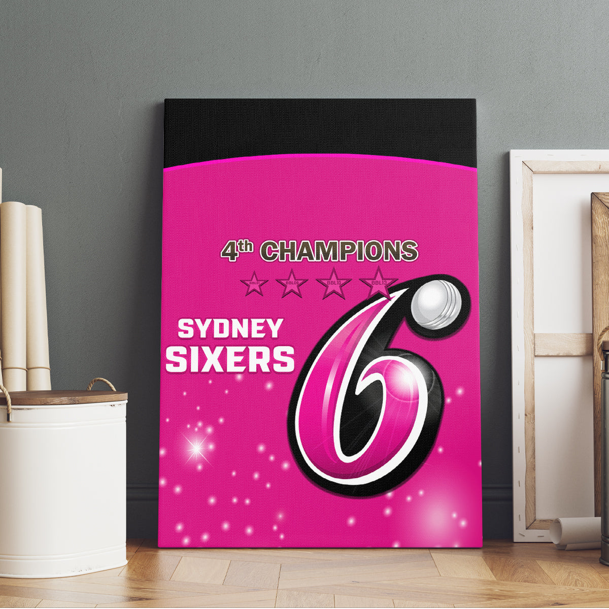 Personalised BBL Sydney Sixers Canvas Wall Art 4th Champions 2024 New History