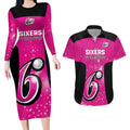 Personalised BBL Sydney Sixers Couples Matching Long Sleeve Bodycon Dress and Hawaiian Shirt 4th Champions 2024 New History