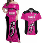 Personalised BBL Sydney Sixers Couples Matching Off Shoulder Maxi Dress and Hawaiian Shirt 4th Champions 2024 New History