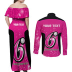 Personalised BBL Sydney Sixers Couples Matching Off Shoulder Maxi Dress and Long Sleeve Button Shirt 4th Champions 2024 New History