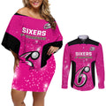 Personalised BBL Sydney Sixers Couples Matching Off Shoulder Short Dress and Long Sleeve Button Shirt 4th Champions 2024 New History
