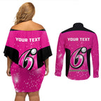 Personalised BBL Sydney Sixers Couples Matching Off Shoulder Short Dress and Long Sleeve Button Shirt 4th Champions 2024 New History