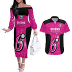 Personalised BBL Sydney Sixers Couples Matching Off The Shoulder Long Sleeve Dress and Hawaiian Shirt 4th Champions 2024 New History