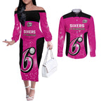 Personalised BBL Sydney Sixers Couples Matching Off The Shoulder Long Sleeve Dress and Long Sleeve Button Shirt 4th Champions 2024 New History