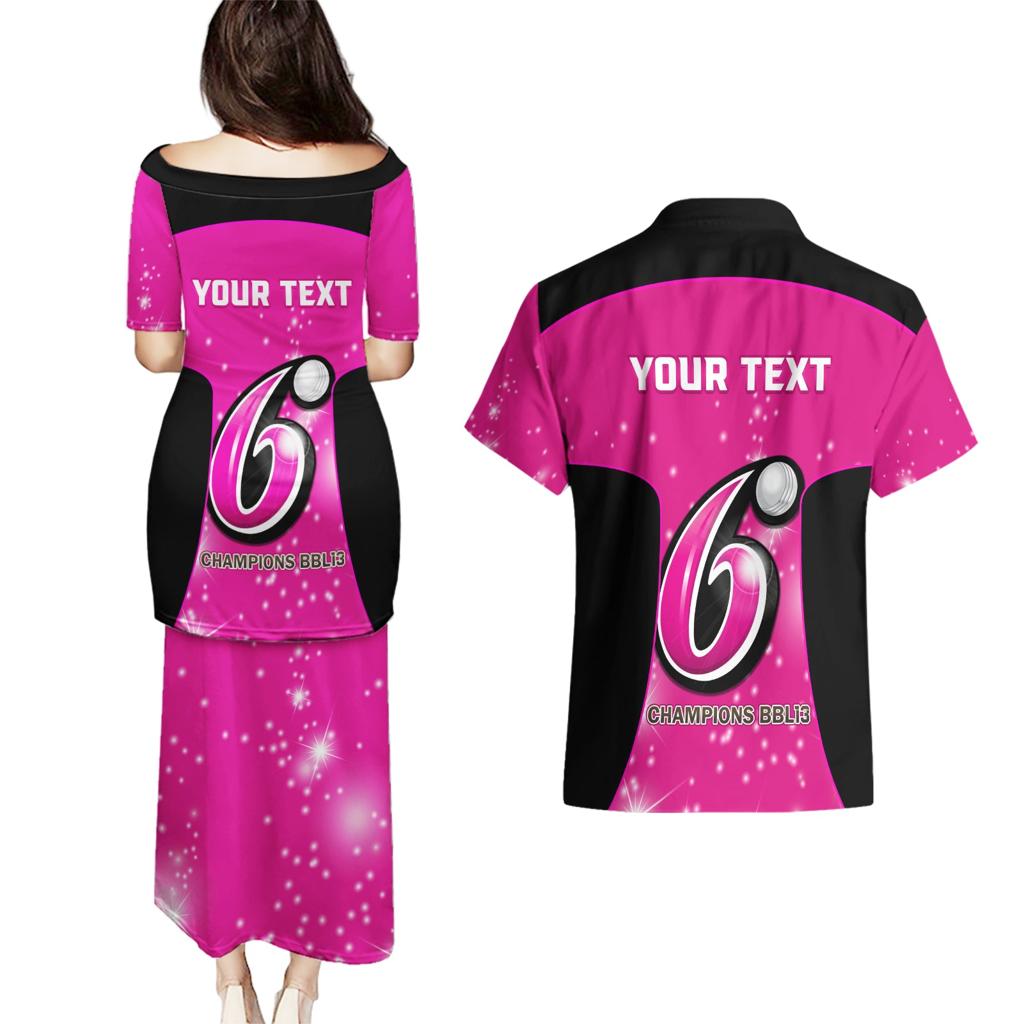 Personalised BBL Sydney Sixers Couples Matching Puletasi and Hawaiian Shirt 4th Champions 2024 New History