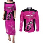 Personalised BBL Sydney Sixers Couples Matching Puletasi and Long Sleeve Button Shirt 4th Champions 2024 New History