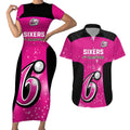 Personalised BBL Sydney Sixers Couples Matching Short Sleeve Bodycon Dress and Hawaiian Shirt 4th Champions 2024 New History