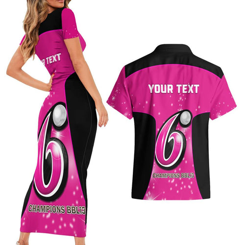 Personalised BBL Sydney Sixers Couples Matching Short Sleeve Bodycon Dress and Hawaiian Shirt 4th Champions 2024 New History