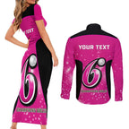 Personalised BBL Sydney Sixers Couples Matching Short Sleeve Bodycon Dress and Long Sleeve Button Shirt 4th Champions 2024 New History