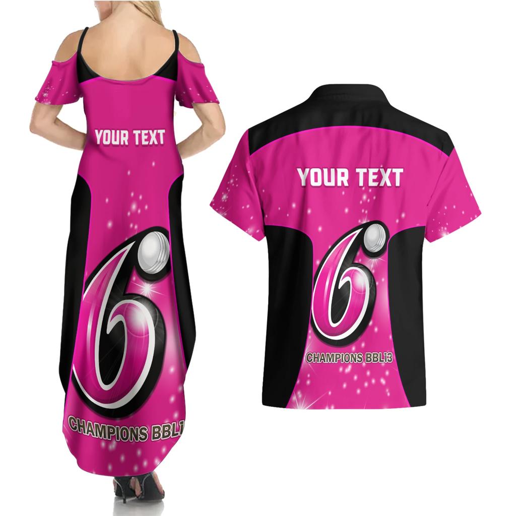 Personalised BBL Sydney Sixers Couples Matching Summer Maxi Dress and Hawaiian Shirt 4th Champions 2024 New History