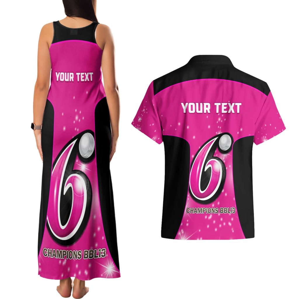 Personalised BBL Sydney Sixers Couples Matching Tank Maxi Dress and Hawaiian Shirt 4th Champions 2024 New History