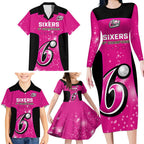 Personalised BBL Sydney Sixers Family Matching Long Sleeve Bodycon Dress and Hawaiian Shirt 4th Champions 2024 New History