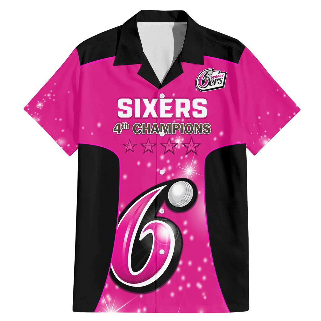 Personalised BBL Sydney Sixers Family Matching Mermaid Dress and Hawaiian Shirt 4th Champions 2024 New History