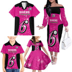 Personalised BBL Sydney Sixers Family Matching Off Shoulder Long Sleeve Dress and Hawaiian Shirt 4th Champions 2024 New History