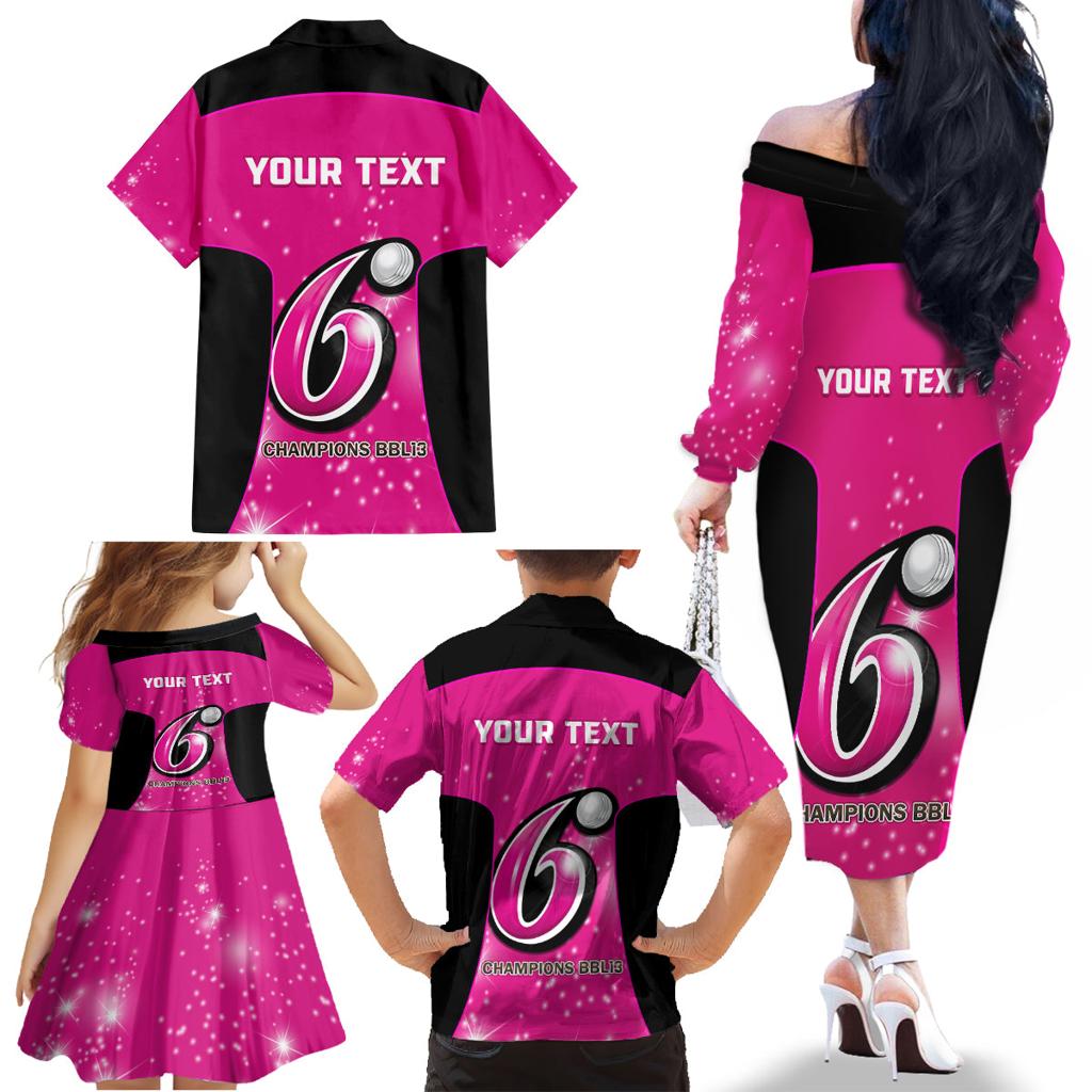 Personalised BBL Sydney Sixers Family Matching Off Shoulder Long Sleeve Dress and Hawaiian Shirt 4th Champions 2024 New History