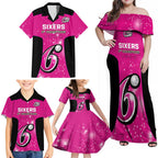 Personalised BBL Sydney Sixers Family Matching Off Shoulder Maxi Dress and Hawaiian Shirt 4th Champions 2024 New History