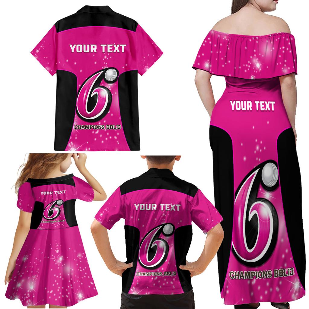 Personalised BBL Sydney Sixers Family Matching Off Shoulder Maxi Dress and Hawaiian Shirt 4th Champions 2024 New History