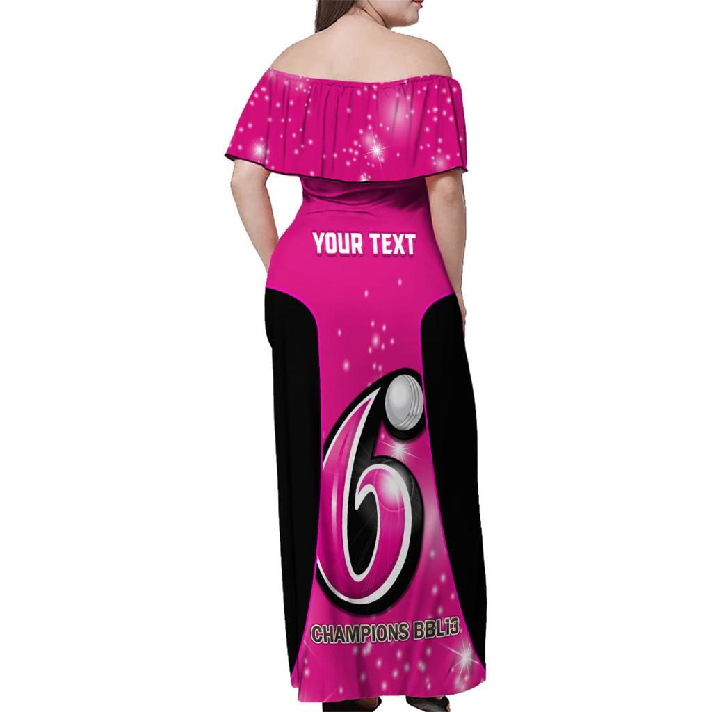 Personalised BBL Sydney Sixers Family Matching Off Shoulder Maxi Dress and Hawaiian Shirt 4th Champions 2024 New History