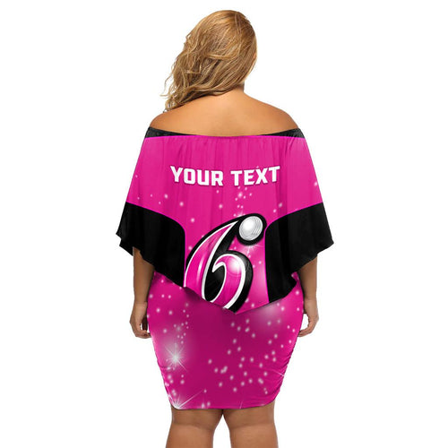 Personalised BBL Sydney Sixers Family Matching Off Shoulder Short Dress and Hawaiian Shirt 4th Champions 2024 New History