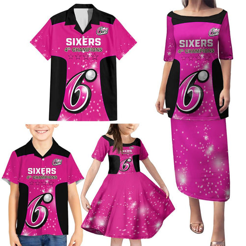 Personalised BBL Sydney Sixers Family Matching Puletasi and Hawaiian Shirt 4th Champions 2024 New History