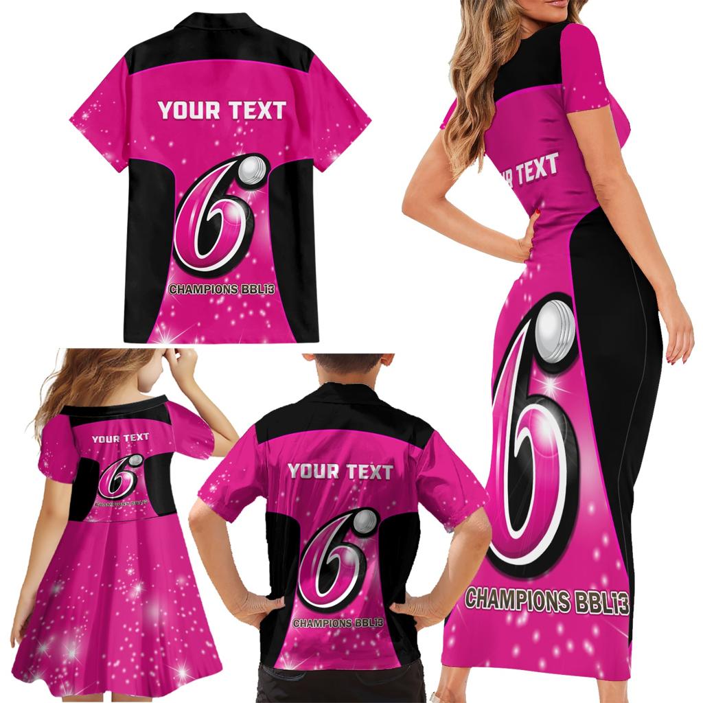 Personalised BBL Sydney Sixers Family Matching Short Sleeve Bodycon Dress and Hawaiian Shirt 4th Champions 2024 New History