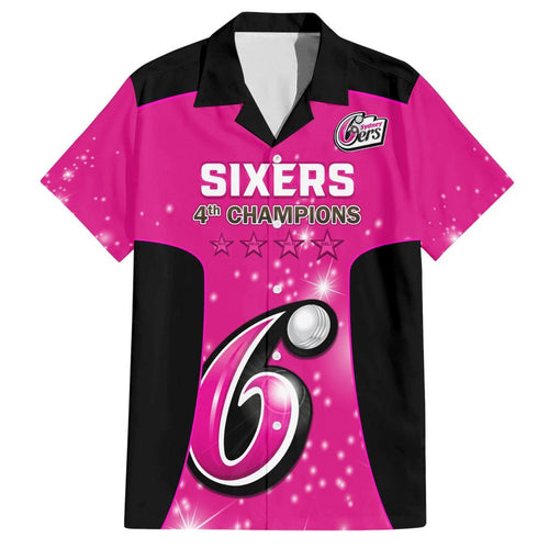 Personalised BBL Sydney Sixers Family Matching Short Sleeve Bodycon Dress and Hawaiian Shirt 4th Champions 2024 New History