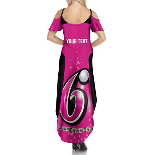 Personalised BBL Sydney Sixers Family Matching Summer Maxi Dress and Hawaiian Shirt 4th Champions 2024 New History