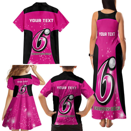 Personalised BBL Sydney Sixers Family Matching Tank Maxi Dress and Hawaiian Shirt 4th Champions 2024 New History
