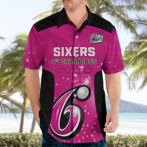 Personalised BBL Sydney Sixers Hawaiian Shirt 4th Champions 2024 New History