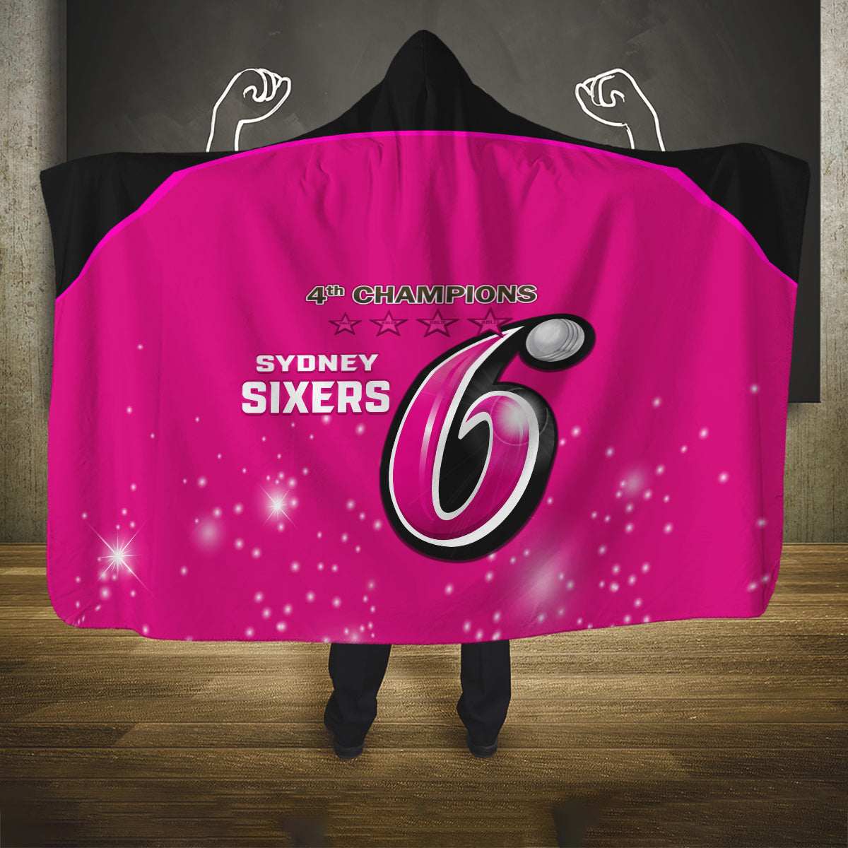 Personalised BBL Sydney Sixers Hooded Blanket 4th Champions 2024 New History