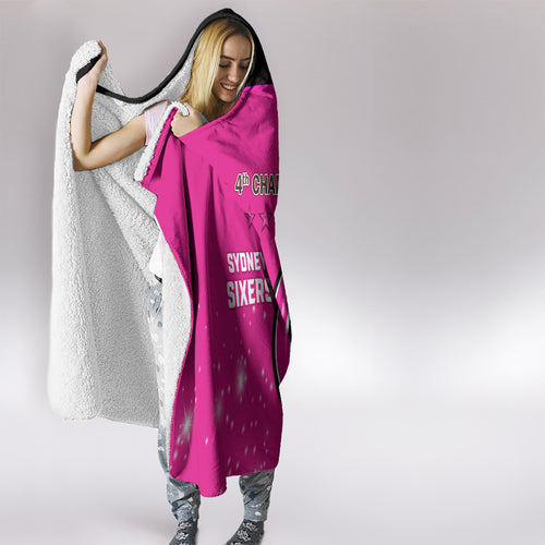 Personalised BBL Sydney Sixers Hooded Blanket 4th Champions 2024 New History