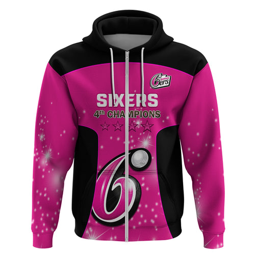 Personalised BBL Sydney Sixers Hoodie 4th Champions 2024 New History