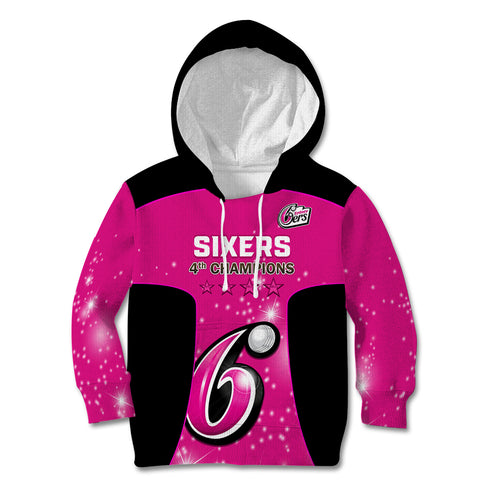 Personalised BBL Sydney Sixers Kid Hoodie 4th Champions 2024 New History