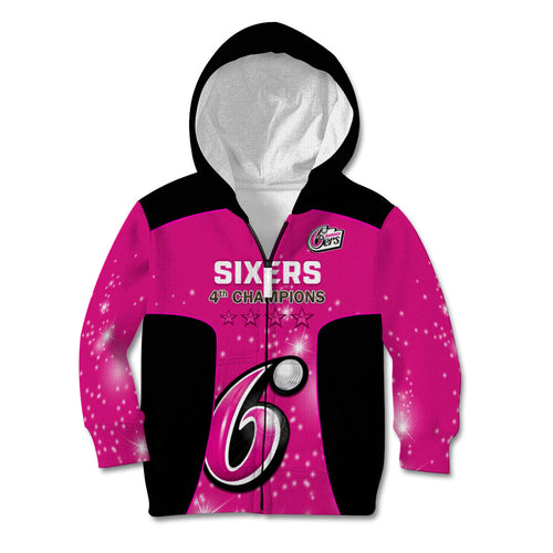 Personalised BBL Sydney Sixers Kid Hoodie 4th Champions 2024 New History