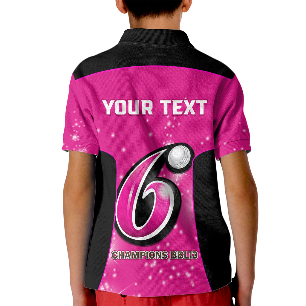 Personalised BBL Sydney Sixers Kid Polo Shirt 4th Champions 2024 New History