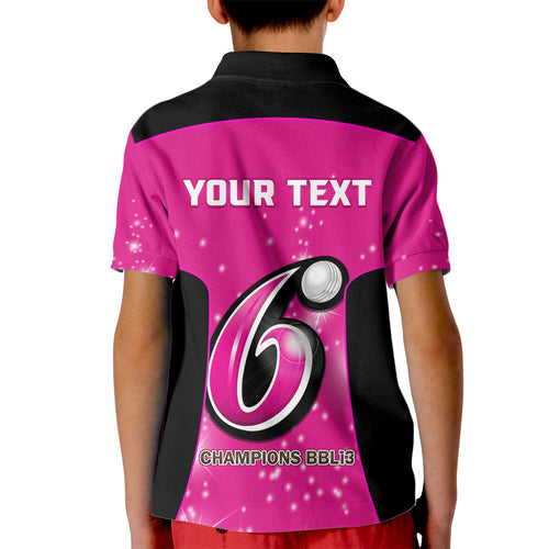 Personalised BBL Sydney Sixers Kid Polo Shirt 4th Champions 2024 New History