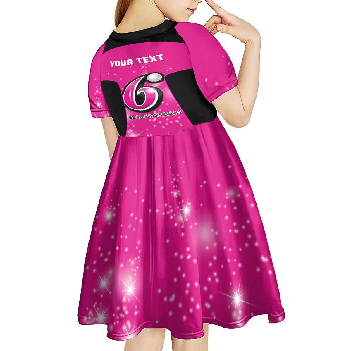 Personalised BBL Sydney Sixers Kid Short Sleeve Dress 4th Champions 2024 New History