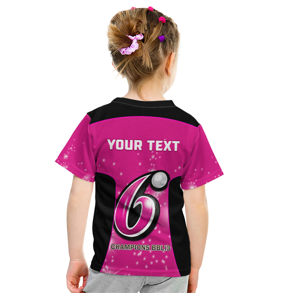Personalised BBL Sydney Sixers Kid T Shirt 4th Champions 2024 New History