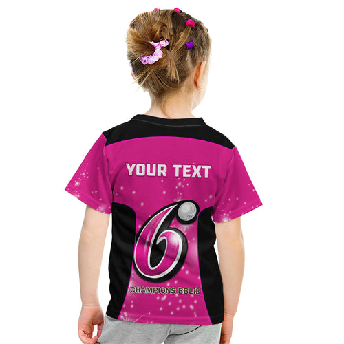 Personalised BBL Sydney Sixers Kid T Shirt 4th Champions 2024 New History
