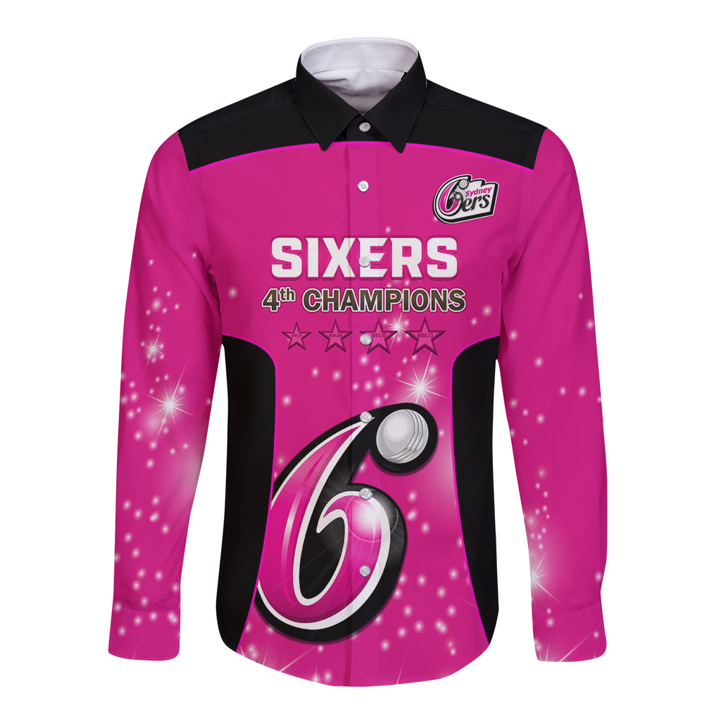 Personalised BBL Sydney Sixers Long Sleeve Button Shirt 4th Champions 2024 New History