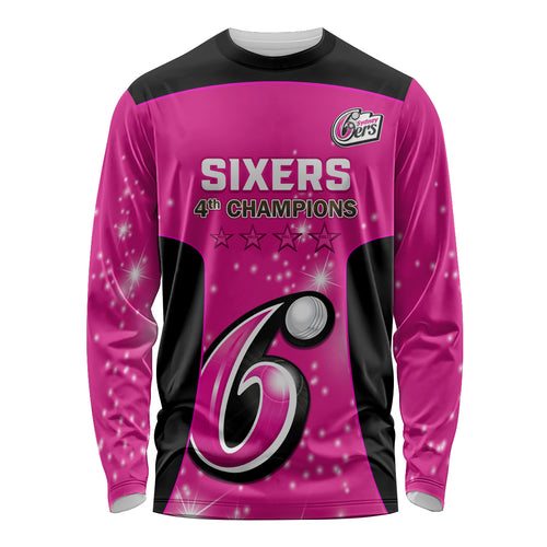 Personalised BBL Sydney Sixers Long Sleeve Shirt 4th Champions 2024 New History