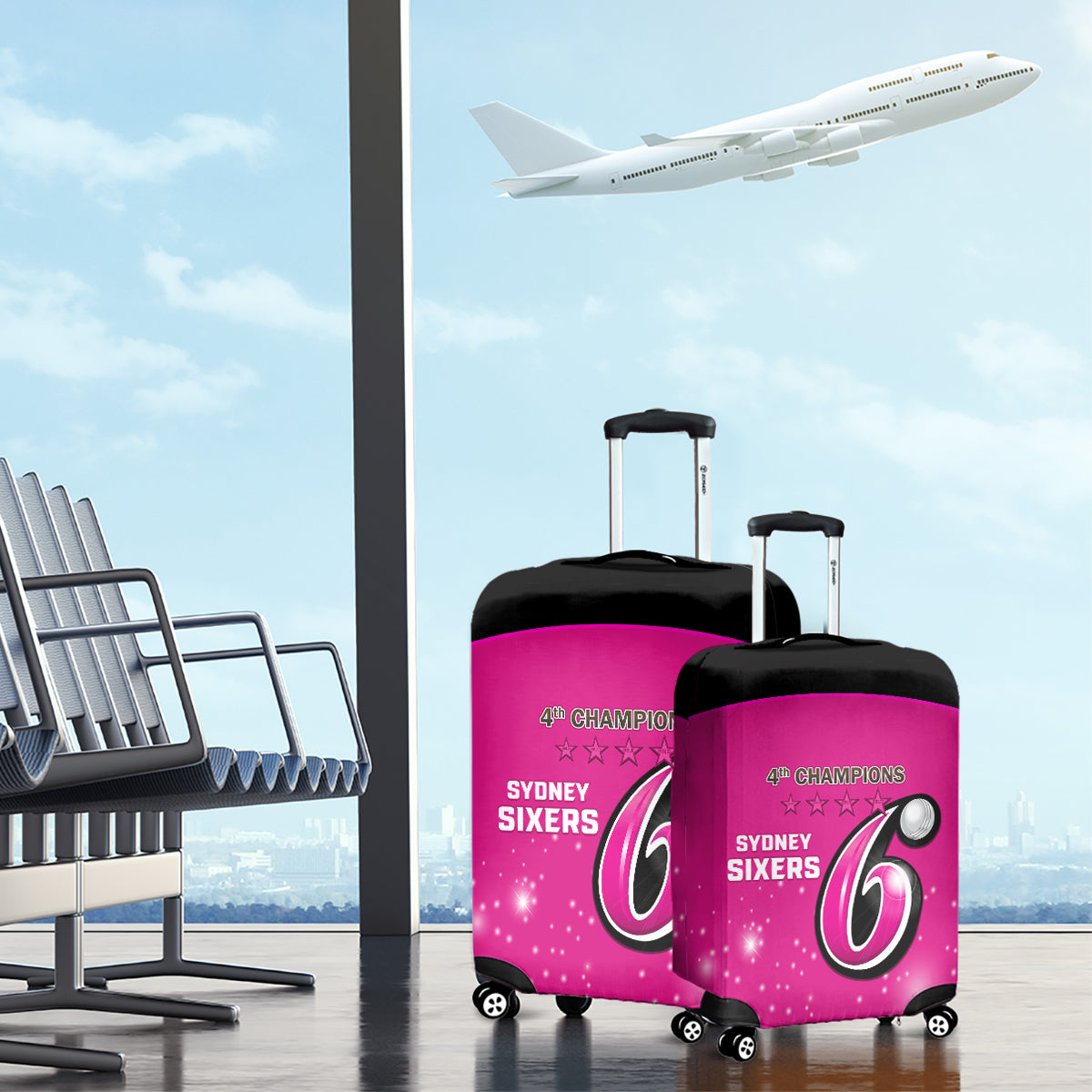 Personalised BBL Sydney Sixers Luggage Cover 4th Champions 2024 New History