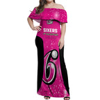 Personalised BBL Sydney Sixers Off Shoulder Maxi Dress 4th Champions 2024 New History