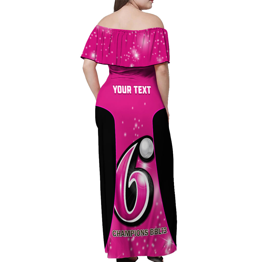 Personalised BBL Sydney Sixers Off Shoulder Maxi Dress 4th Champions 2024 New History