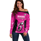 Personalised BBL Sydney Sixers Off Shoulder Sweater 4th Champions 2024 New History