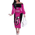 Personalised BBL Sydney Sixers Off The Shoulder Long Sleeve Dress 4th Champions 2024 New History
