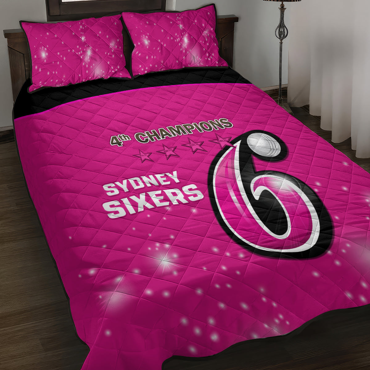 Personalised BBL Sydney Sixers Quilt Bed Set 4th Champions 2024 New History