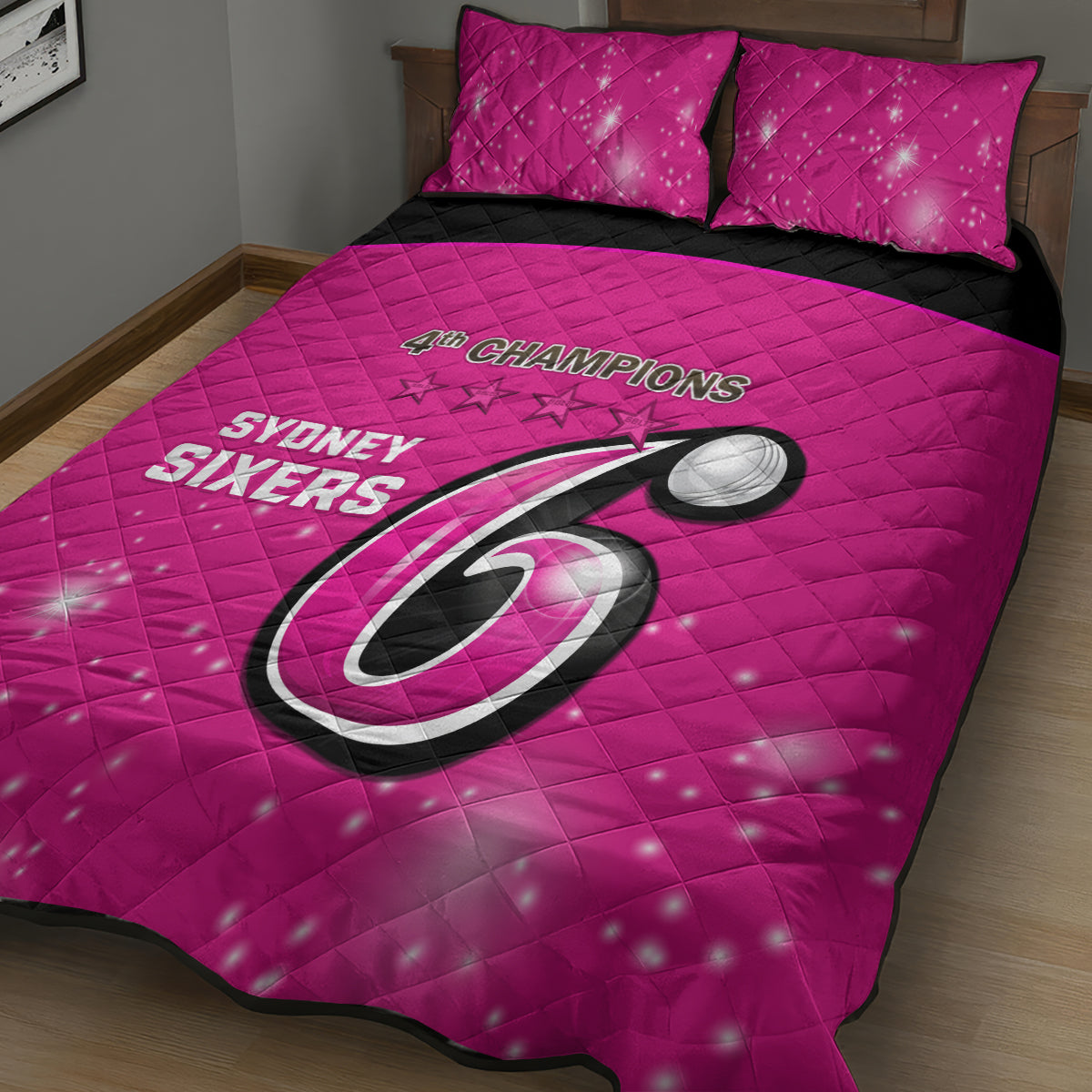 Personalised BBL Sydney Sixers Quilt Bed Set 4th Champions 2024 New History