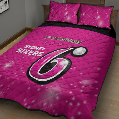 Personalised BBL Sydney Sixers Quilt Bed Set 4th Champions 2024 New History